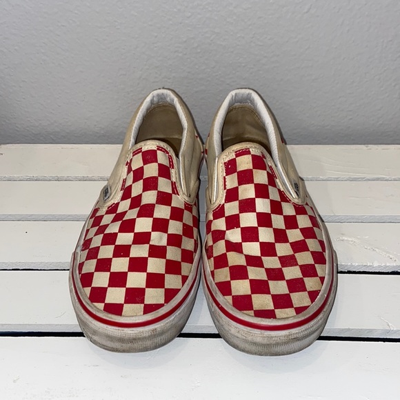 Vans Red Checkered Checkerboard Slip-on Sneaker Shoe Mens 6.5 Womens 8 - Picture 3 of 9